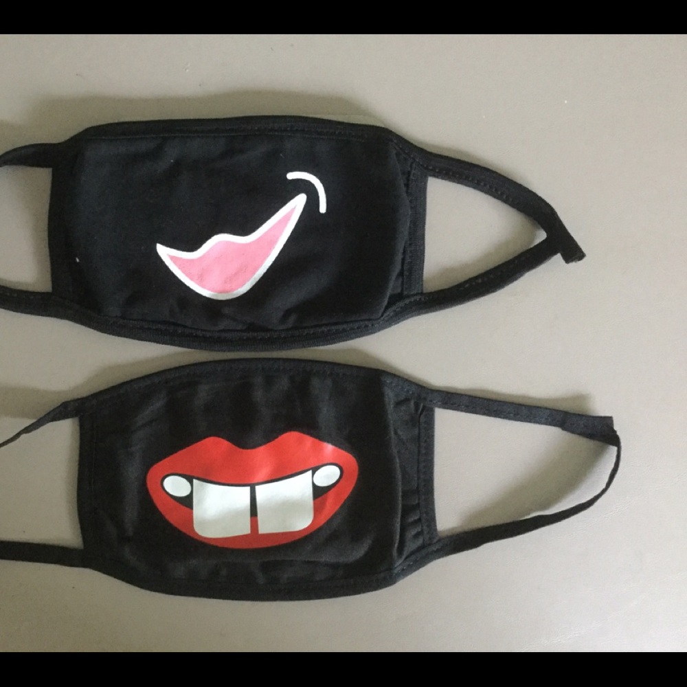 2 Funny Black Face Masks